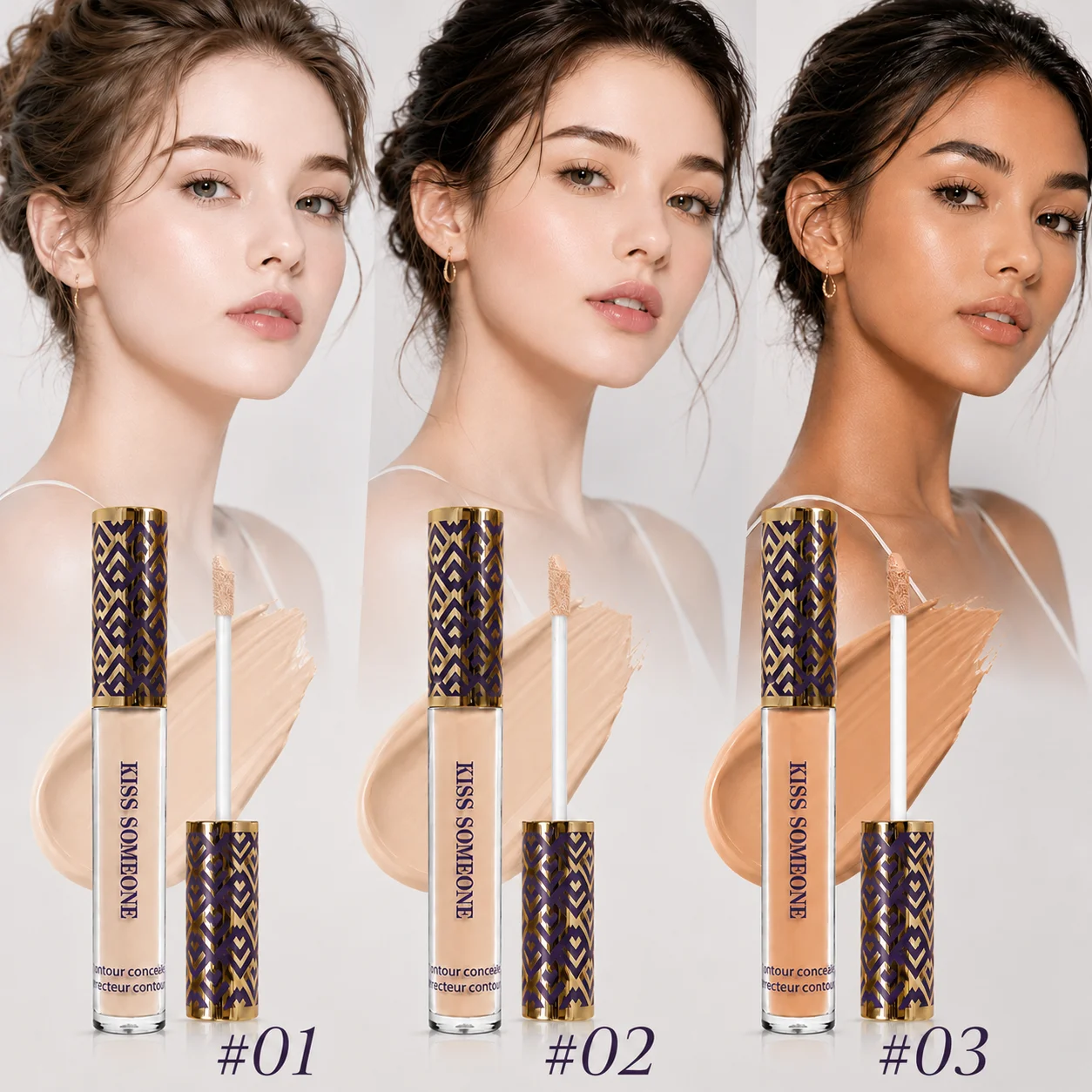 Concealer 3pcs/1set – Full-Coverage, Matte Finish for Under Eye, Dark Circles, Fine Lines, Redness & Discoloration, Longwear