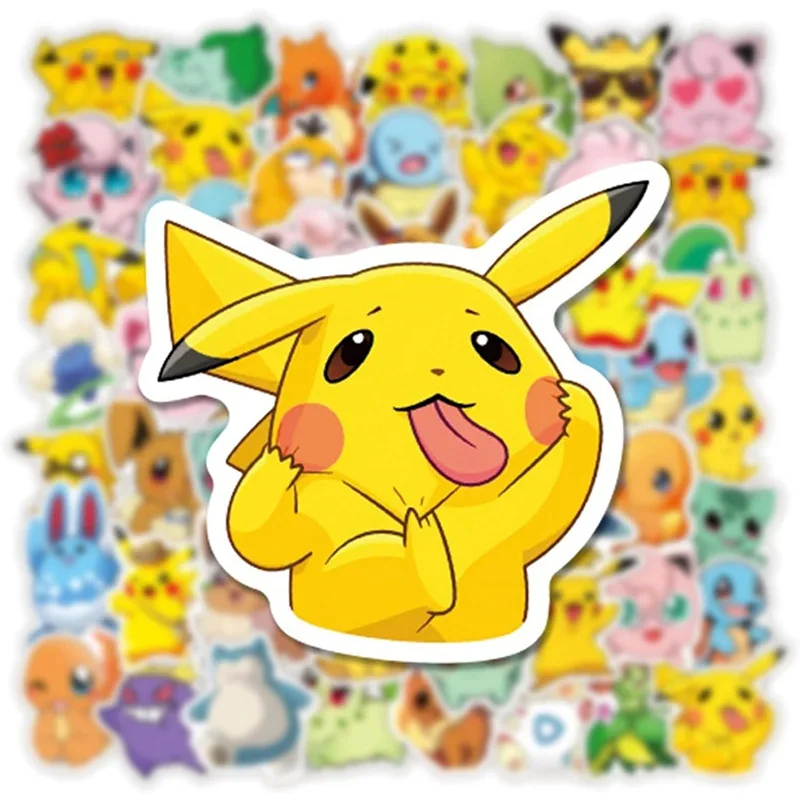 ポケモン-かわいいピカチュウ-ステッカーセット-防水デカール-パーティーの記念品-バイク-電話-車-スケートボード-ラップトップ用-楽しいコレクション