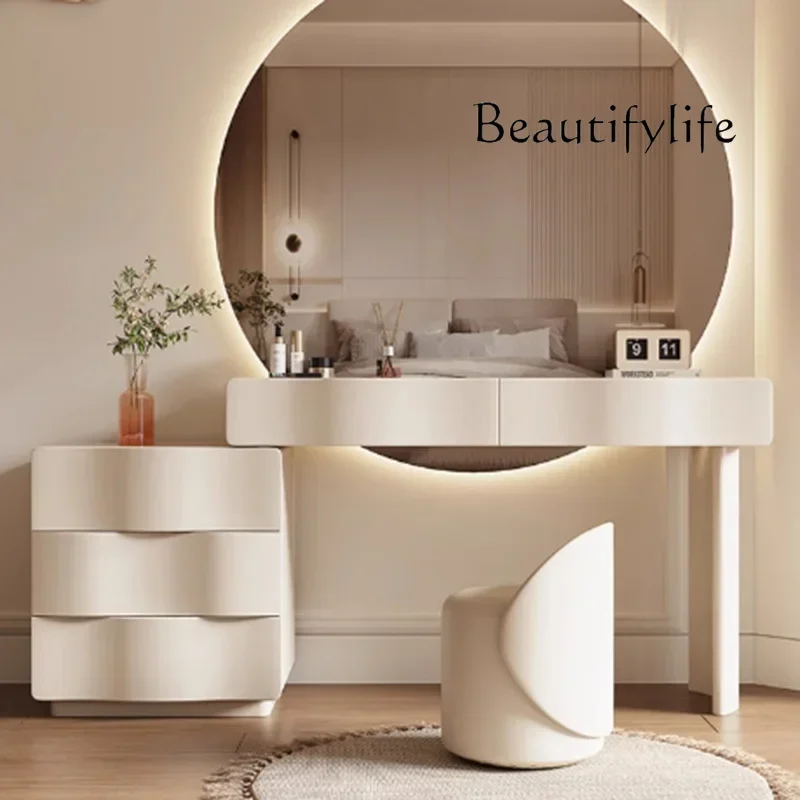 

X Luxury Drawers Bedroom Dressing Table Modern Wood Lage Mirror Vanity Table Cosmetics Makeup Cabinet Vestidores Trendy Furnitur