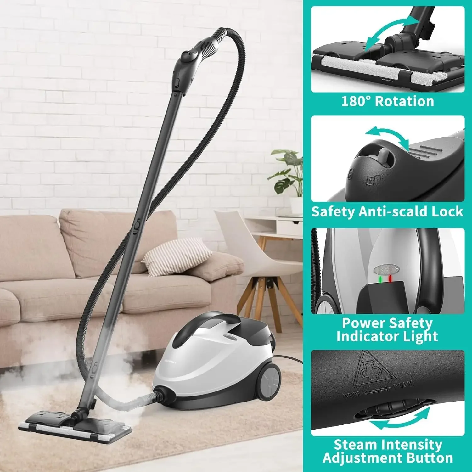 

[New Arrival!]Fast 50S Heat-Up Refill Anytime, Powerful Multipurpose Handheld Steam Mop for Home Use,Portable HeavyDuty Steamer