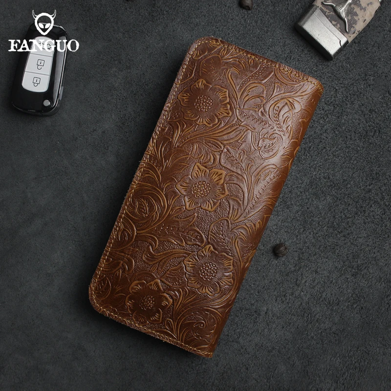 

Men Genuine Leather Wallet Men Zipper Coin Purse Vintage Long Men Wallets Card Holder Clutch Wallet Bag For Male Handbag