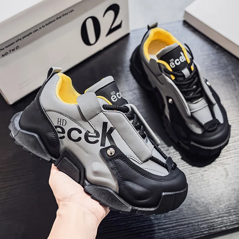 Zapatillas de Plataforma para Hombre, Zapatos Casuales de Cuero de Diseñador de Moda, Zapatillas de Hombre con Plataforma y Aumento de Altura, Zapatillas Hombre