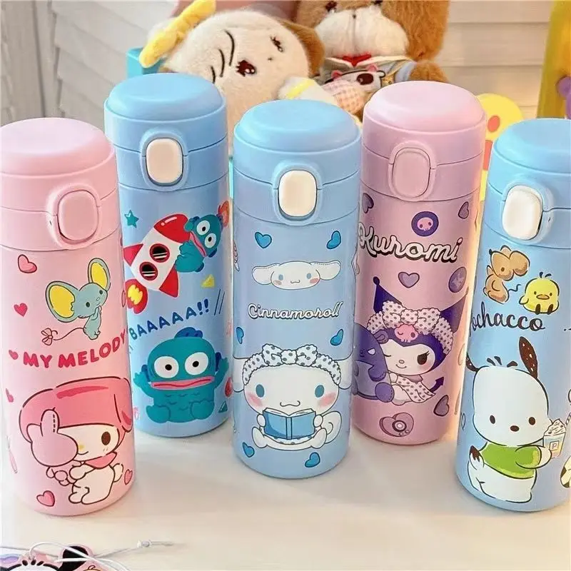 420ML Sanrio Thermos Mug Stainless Insulated Water Cup Travel Water Bottle Kuromi Pochacco Student Water Cup Birthday Gift