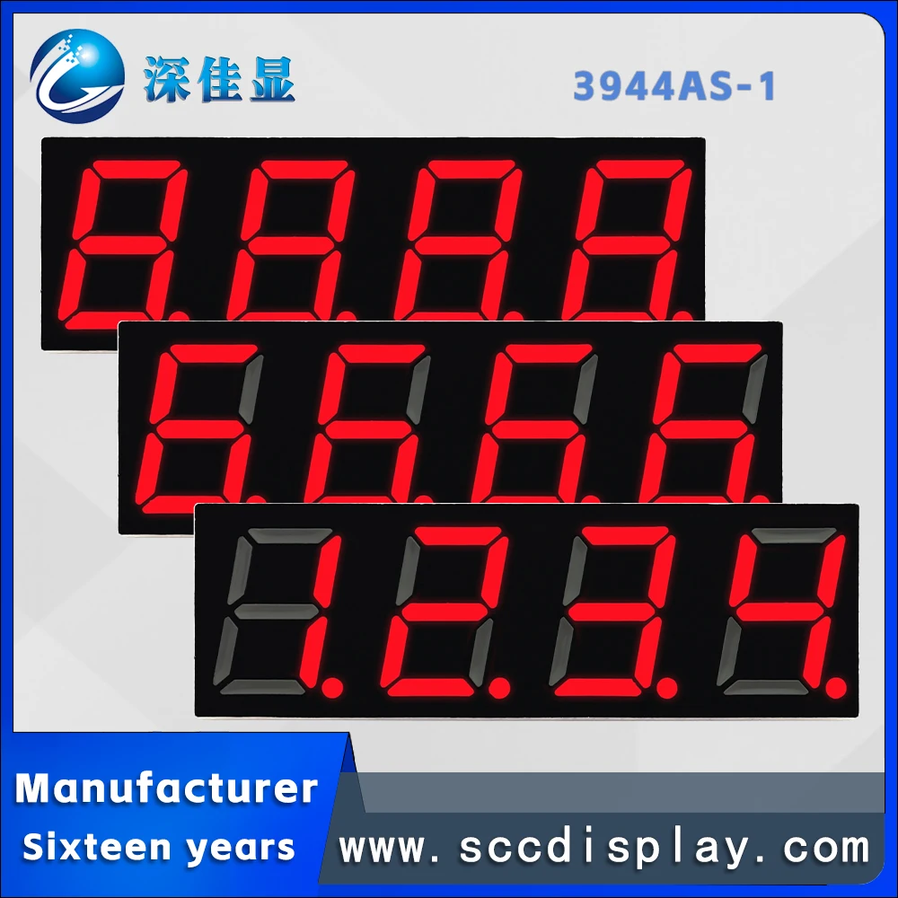 0.39-inch LED digital display screen 3944AS-1 40X12.6MM high brightness red light digital tube with decimal point Double row 12P