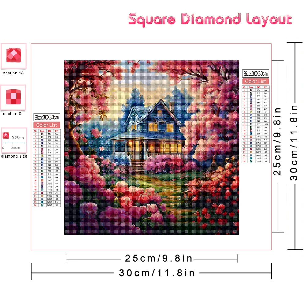 Huacan New Arrivals Diamond Painting Landscape House 5d Diy Drill Mosaic Flower Home Decorative Rhinestone Pictures Craft Kit