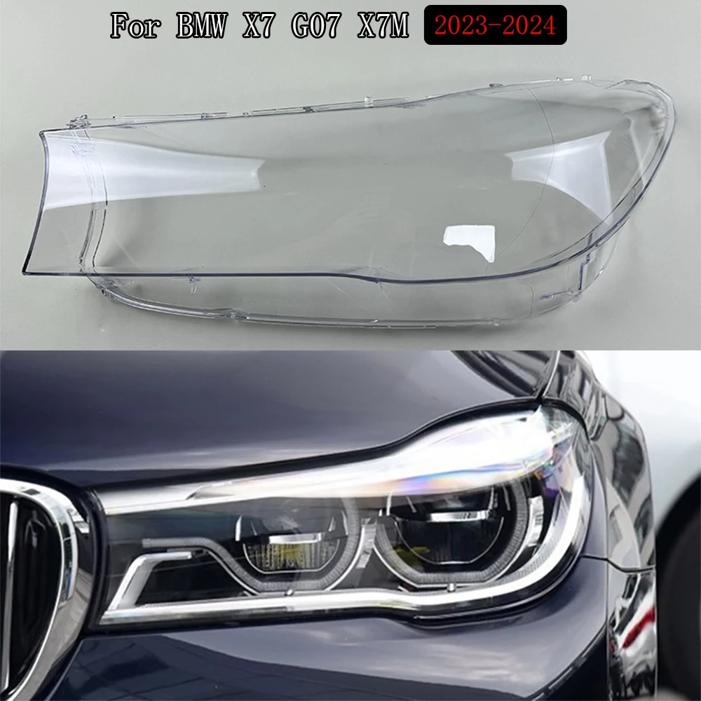 

For BMW X7 G07 X7M 2023 2024 Car Front Headlight Lens Cover Auto Shell Headlamp Lampshade Lampcover Head lamp light cover