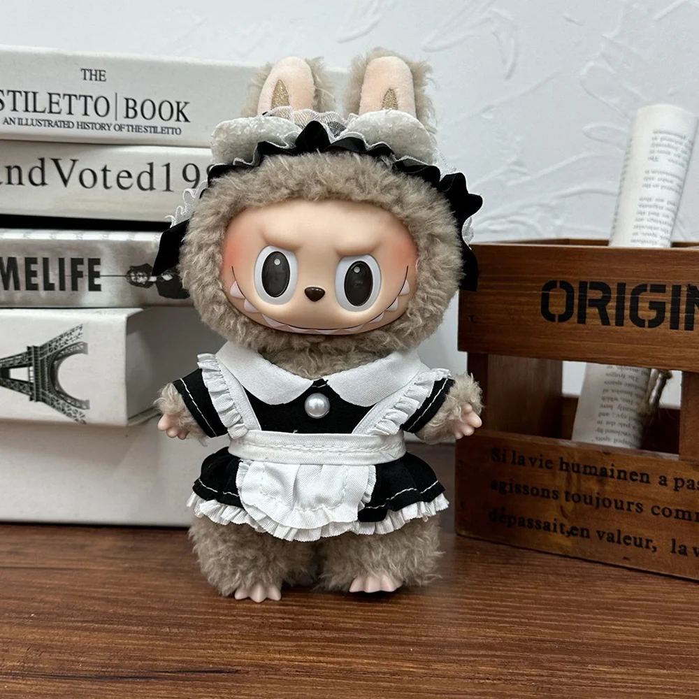 ل 17 سنتيمتر أفخم دمية Labubu مجموعة ملابس دمية صغيرة موحدة نمط سلسلة ل Labubu لطيف دمية الملابس والاكسسوارات