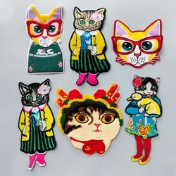 Embroidery Cat Patch Animal Cartoon Towel Patches,chenille Bears Badges,cats Appliques for Clothing WF22814