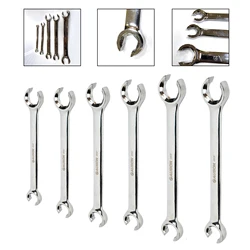 6 point 6Pcs Metric Flare Nut Spanner Wrench Set for Brake / A/C/ Diesel Lines Injectors