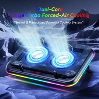 COOLCOLD RGB Laptop Cooling Pad, Gaming Laptop Cooler with Dual Powerful Turbofan, Fast Cooling Laptop 15.6-17inch Notebook
