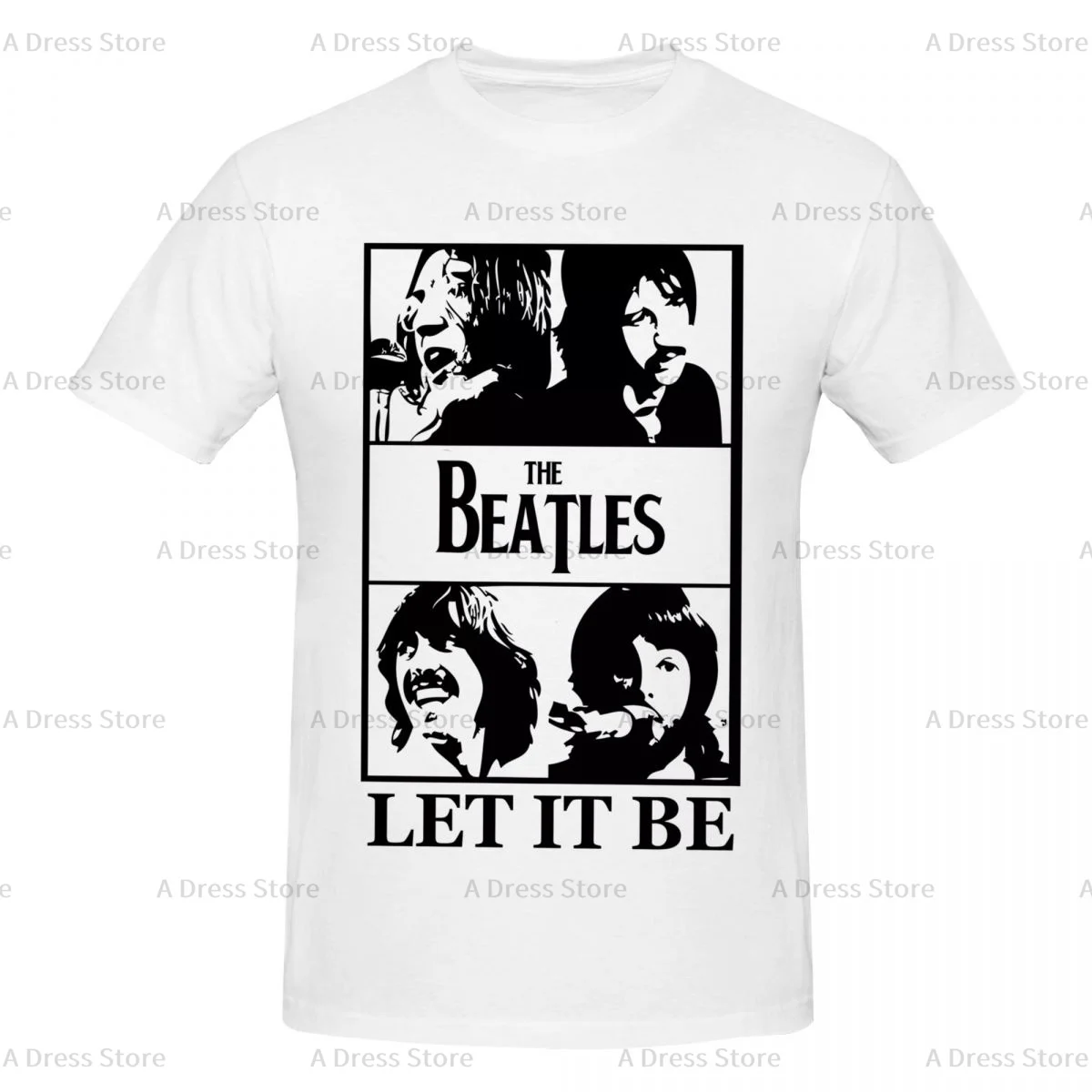 The Beatle Keep Calm Let It Be Men's round neck Oversized T-shirt,Men's summer Vintage Casual Cotton Tee Shirt Gift