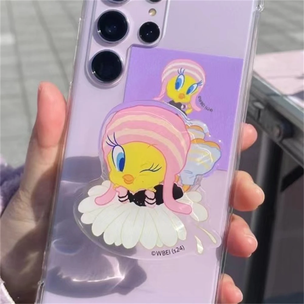 KPOP IU Cartoon Yellow Duck Mobile Phone Holder Acrylic Scalable Bracket Fashion Desktop Phone Stand Accessories Fans Collection