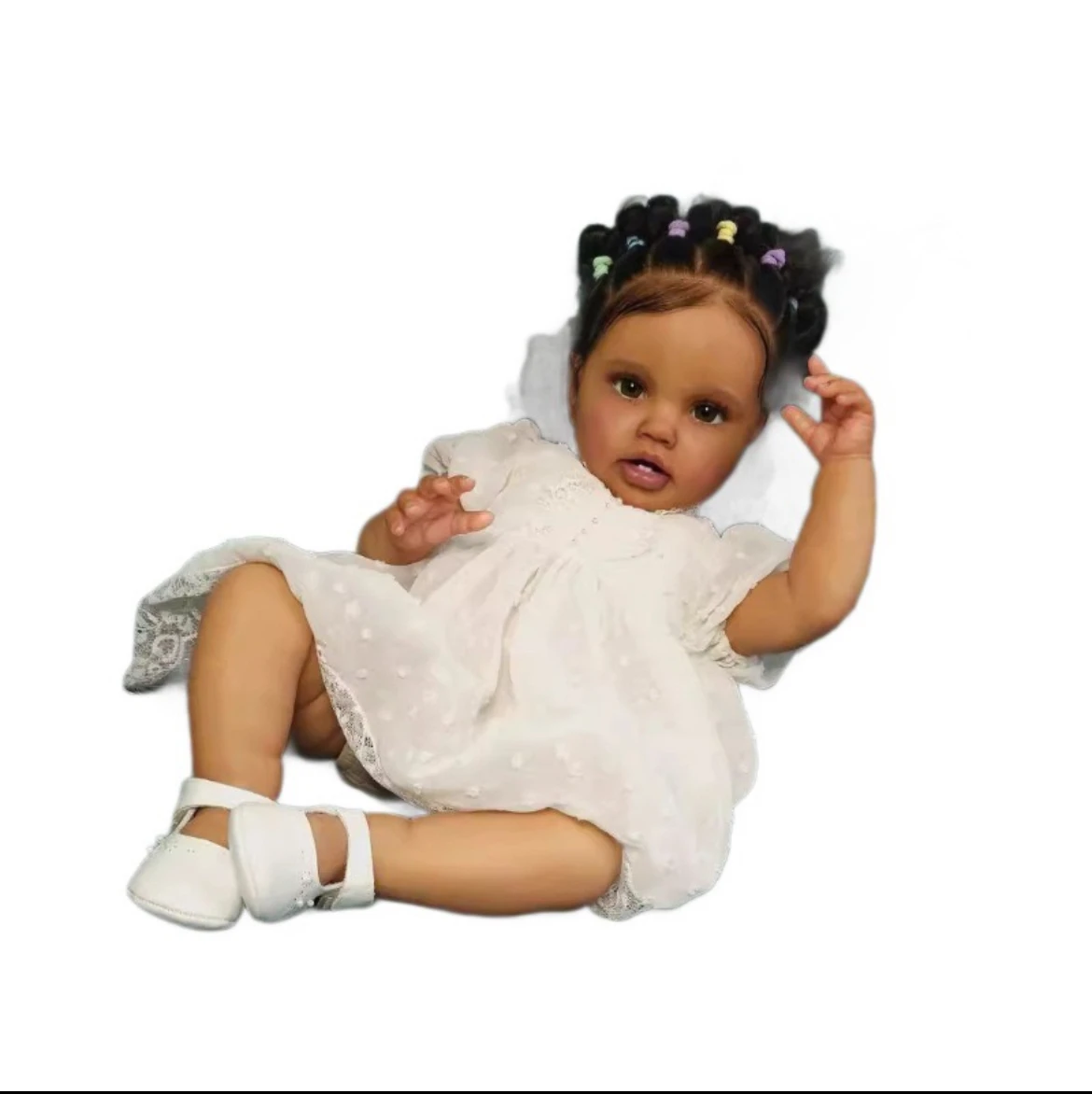 دمية Loite Heirloom Reborn مقاس 24 بوصة مع لون عميق للبشرة، جسم ناعم مرجح، لهاية مغناطيسية ورموش مصنوعة يدويًا