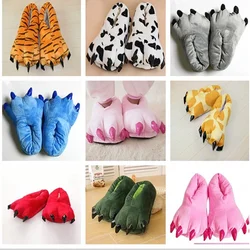 Women Kids Parent-child Home House Slipper Shoes Room Cotton Shoes Winter Soft Warm Monster Dinosaur Paw Funny Slippers for Men