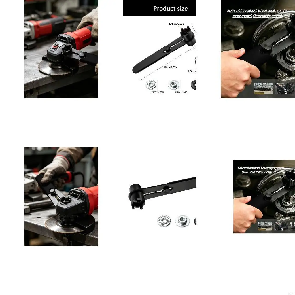 37ME Grinder Lock Nut Wrench Manual Steel Tool with Thick Grip Body Cylindrical MultiNotch Head for Lock Rings Removal
