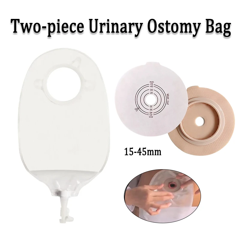 Two-piece Urinary Ostomy Pouch Hydrocolloid Baseplate Anti-Reflux Design Leak-Proof Urostomy Care Pouch