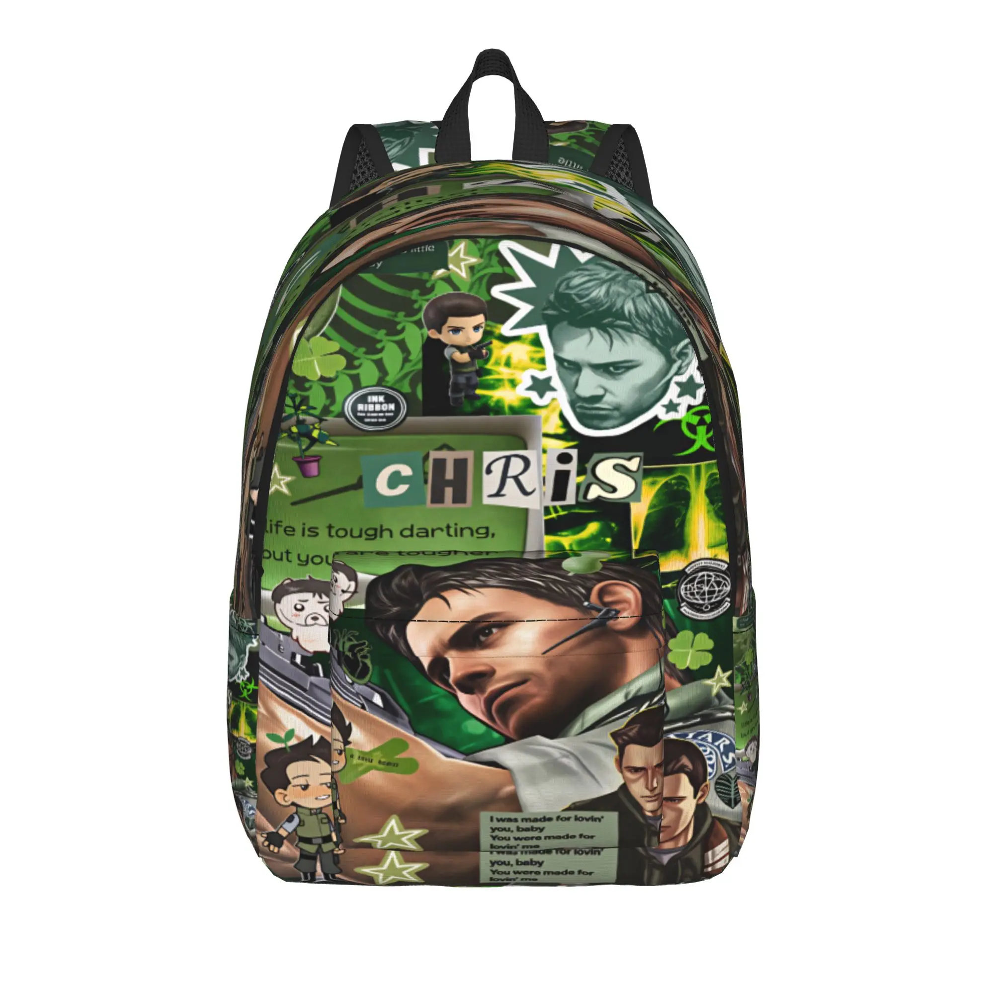 Chris Redfield Resident Evil Backpack  Female Polyester Workout Backpacks Soft Fun High School Bags Rucksack