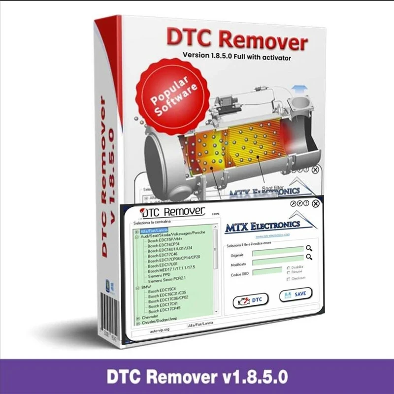 DTC Remover 2021 For KESS KTAG FGTECH OBD2 Software MTX DTC Remover 1.8.5.0 With Keygen+9 Extra ECU Tuning SW Software ECU Fault