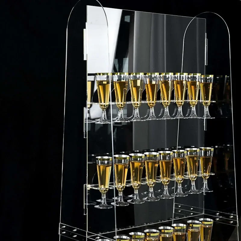 3PCS Acrylic Champagne Wine Drinks Wall Stand Holder Drink Cup Sparkling Wine Display Rack For Wedding Celebration Decoration