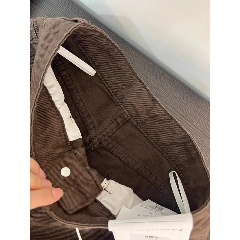 American style Women's Pants retro straight cut jeans autumn new model loose high waist Slimming versatile wide-leg pants