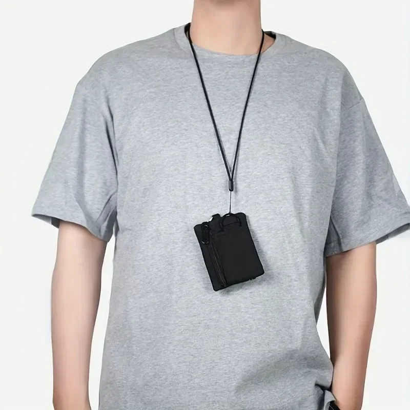 حقيبة مفاتيح صغيرة لمحفظة العملات المعدنية، حقيبة تخزين رياضية بسحاب من النايلون بتصميم كاجوال، مادة بوليستر، حامل بطاقات معلق صغير