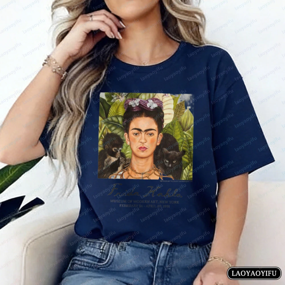 Frida Kahlo T-Shirt MoMA 1991 Exhibition Graphic Tops Mexican Art Casual Cotton Tee Trend Classics Ropa Mujer Clothes for Women view 6