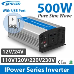 EPEVER 500W Pure Sine Wave Inverter 12V 24V Input 110V120V/220V230V Output IP500 IPower Series 50/60Hz With USB Port