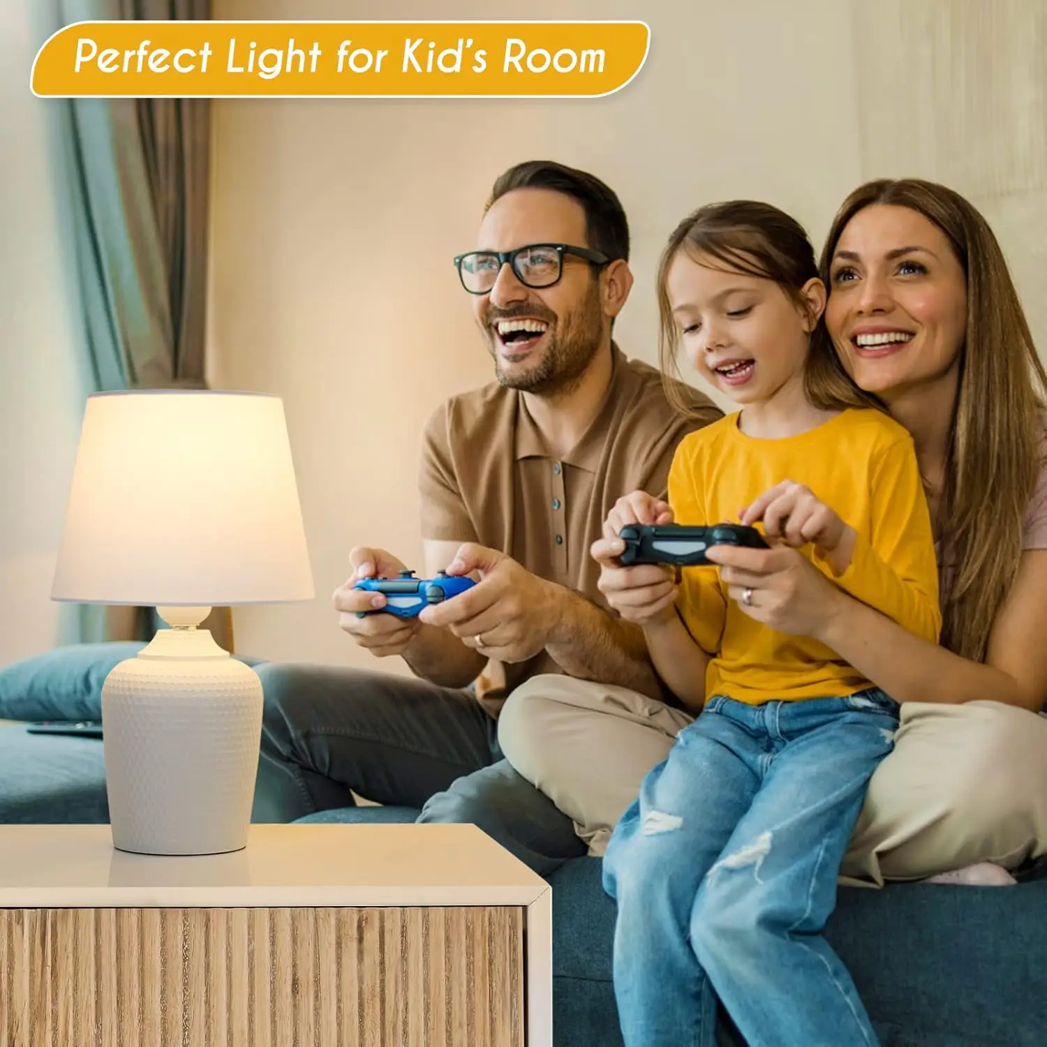 ชุดโคมไฟตั้งโต๊ะขนาดเล็ก 11.8 นิ้ว 2 ชิ้น สำหรับห้องนอน ห้องเด็ก โต๊ะทำงาน พร้อมฐานประดับหมุด สีขาว