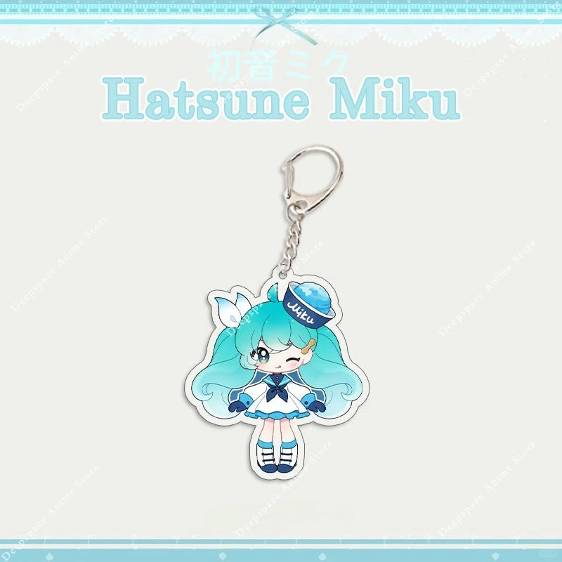 Kawaii هاتسون ميكو الكرتون سلسلة مفاتيح مصنوعة من الأكريليك أنيمي حقيبة إكسسوارات جذابة لطيف على ظهره قلادة كيرينغ للطلاب الحقائب المدرسية