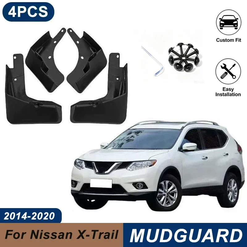 4PCS Car Mud Flaps For Nissan X-Trail T32 2014-2020 Waterproof Anti-Splash Fender Mudguards Auto Exterior Accessories