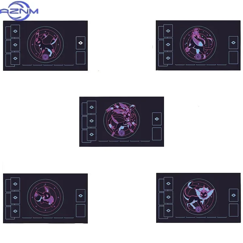 Anime Dark Background Pokemon Line Drawing Mouse Pad, PTCG Playmat, Unique Trading Card Mat