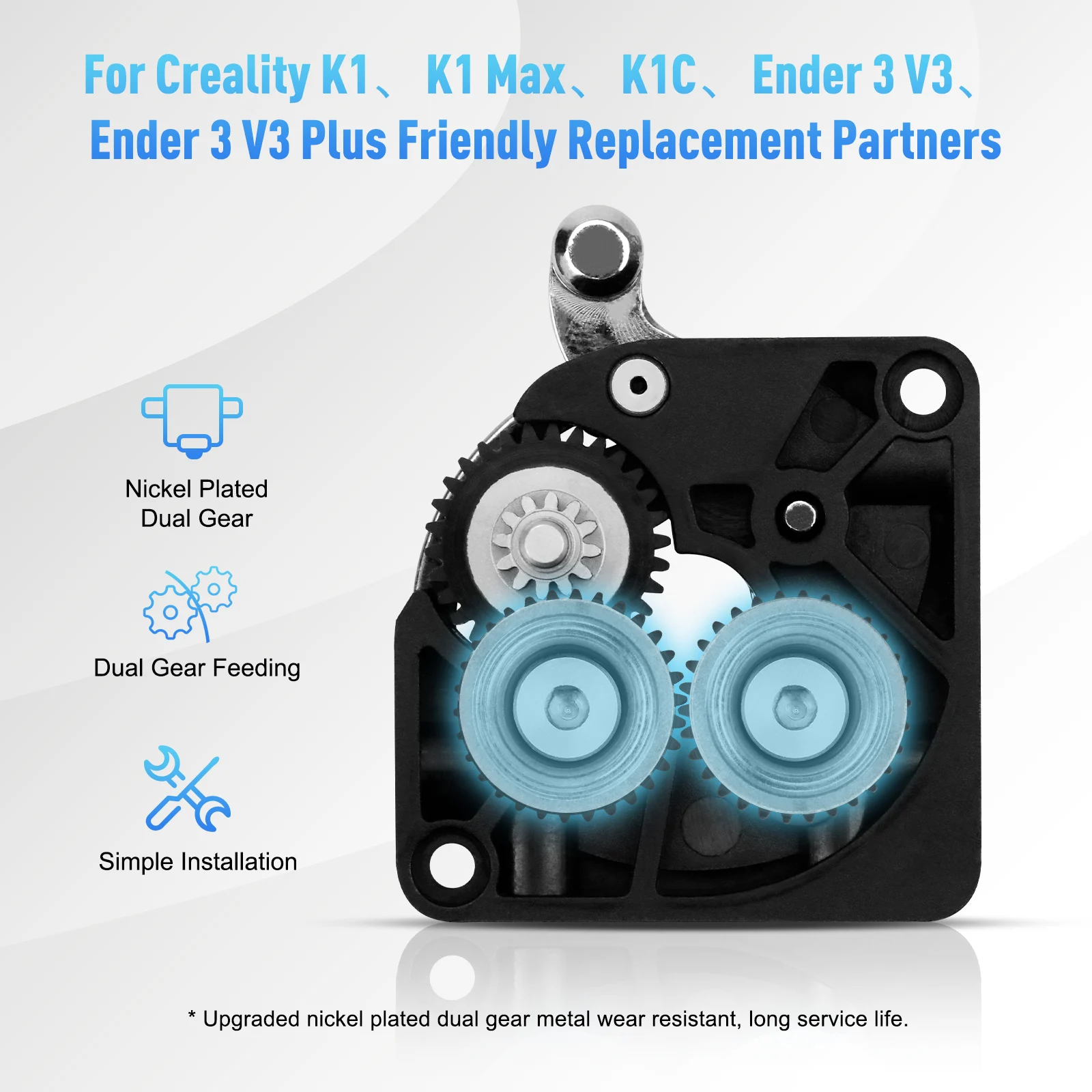 For Creality K1/K1C/K1 Max/Ender3 V3 PLUS Alloy Gears All Metal Filament Drive Gears DLC-coated Hardened Steel Extruder Wheel