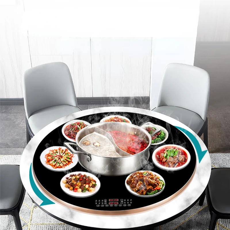 Dining Table Smart round Induction Cooker Food Insulation Board Hot Board with Hot Pot Electric Heating Dishes Warming Plate