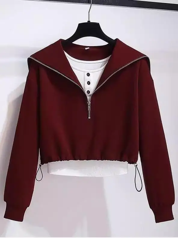 

Толстовки с капюшоном на молнии для женщин Y2K, японские модели 2000-х годов, свободная одежда с цветными блоками, офисные поты, ведущее эмо-винно