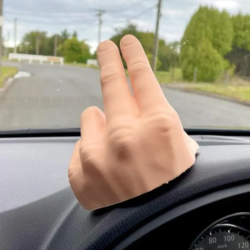 ييد Lazy Waver 2 Waves Finger لزينة لوحة القيادة التي تلوح بالسيارة اليدوية الداخلية 4.53 "× 4.33" لمعظم السيارات