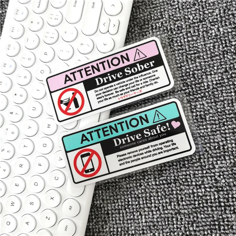 Japanese JDM Attention No Phonecall Drink Do Not Touch Car Styling Vinyl Auto Interior Decorate Warning Drive Safe Stickers