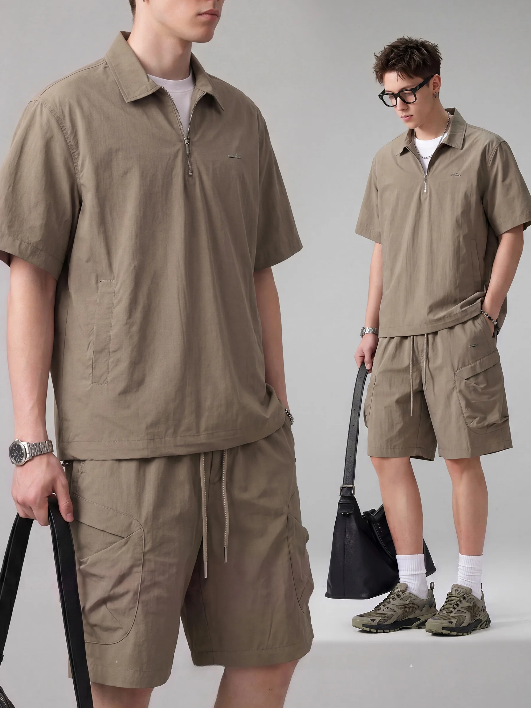 ensemble-sportif-decontracte-homme-serie-camping-exterieur-en-soie-glacee-sechage-rapide-–-short-et-chemise-decontractee-d'Ete-en-fibre-de-polyester