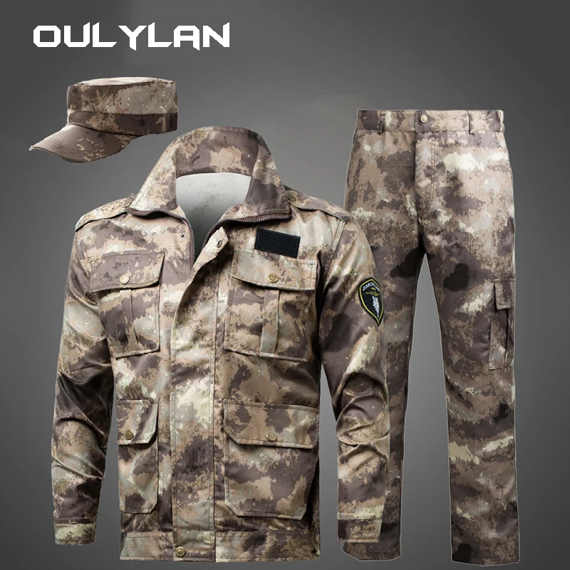 Oulylan Camouflage Suit For Men's Wear-Resistant Outdoor Fishing Camping And Hunting Training Clothing Green Clothing