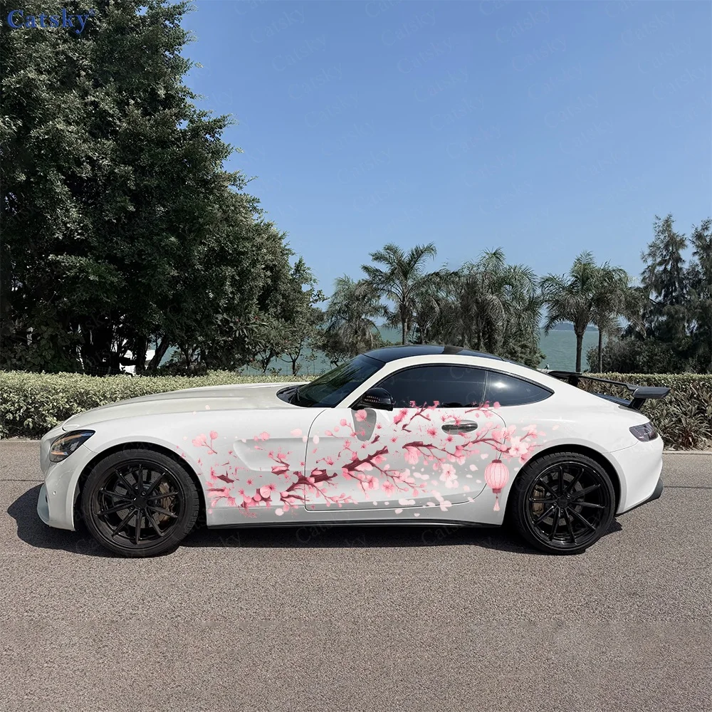 2Pcs cherry blossom branch Car Side Stickers, Automotive Door Side Graphics for Cars, Car Decoration Accessory