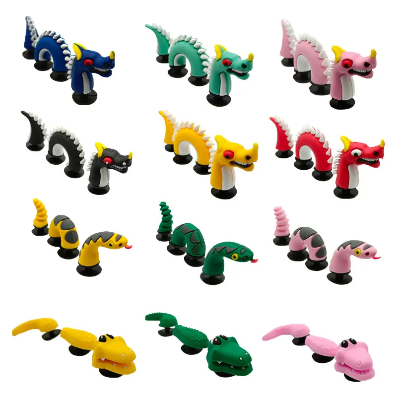 Set 3D Three-Dimensional Animal Dragon Snake Shoes Drnaments Sandals Accessories PVC Decorations Wrist Strap Kids Gift Wholesale