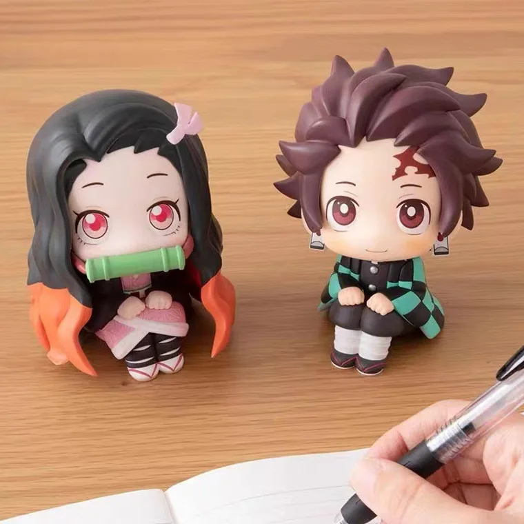 Anime 8/9 cm Nette Q Versão Dämon Slayer Acchion Figur Sentada Tanjiro Kamado Nezuko PVC Acchion Modell Kind und Y techniek ft – Detail 11