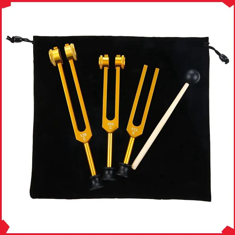 

B17B 9Pack Tuning Fork Set(128Hz, 256Hz, 512Hz) Tuning Fork Kit For Healing, Chakra, Sound Therapy, Sonic Slider Fork (Gold)