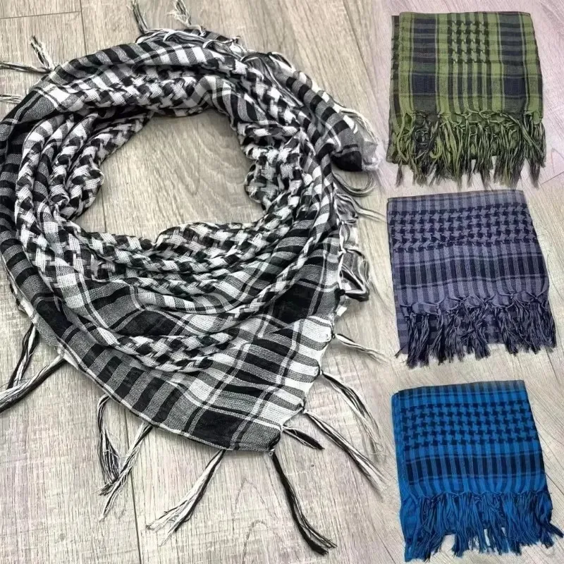 1/2/3pcs Breathable Scarf All Seasons Men'S And Women'S Plaid Windproof Arabic Square Windproof Casual Tassel Scarf Soft Scarf