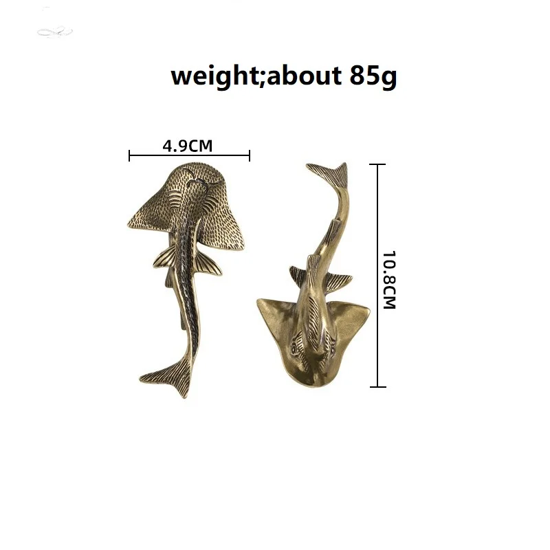 Solid Brass Bowmouth Guitarfish Figurines Vintage Sea Animal Small Statue Desktop Ornaments Office Decorations Crafts gifts