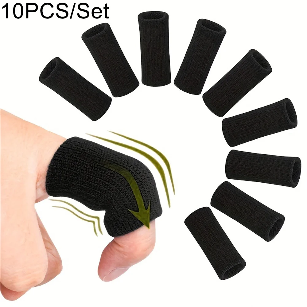 10PCS Finger Protection Arthritis Support Thumb Brace Protector Finger Guard Fitness Sport Basketball Gym Elastic Finger Sleeves