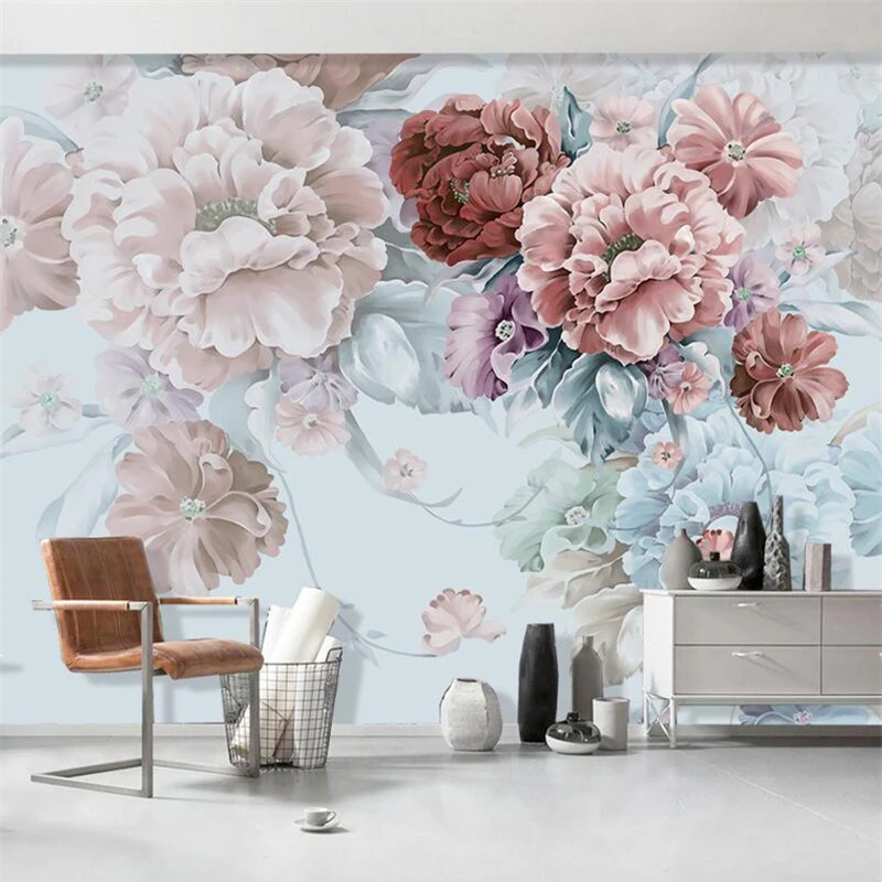 Garden peony flower 3d wallpaper mural living room TV background wall paper modern simple pape room decorl de parede