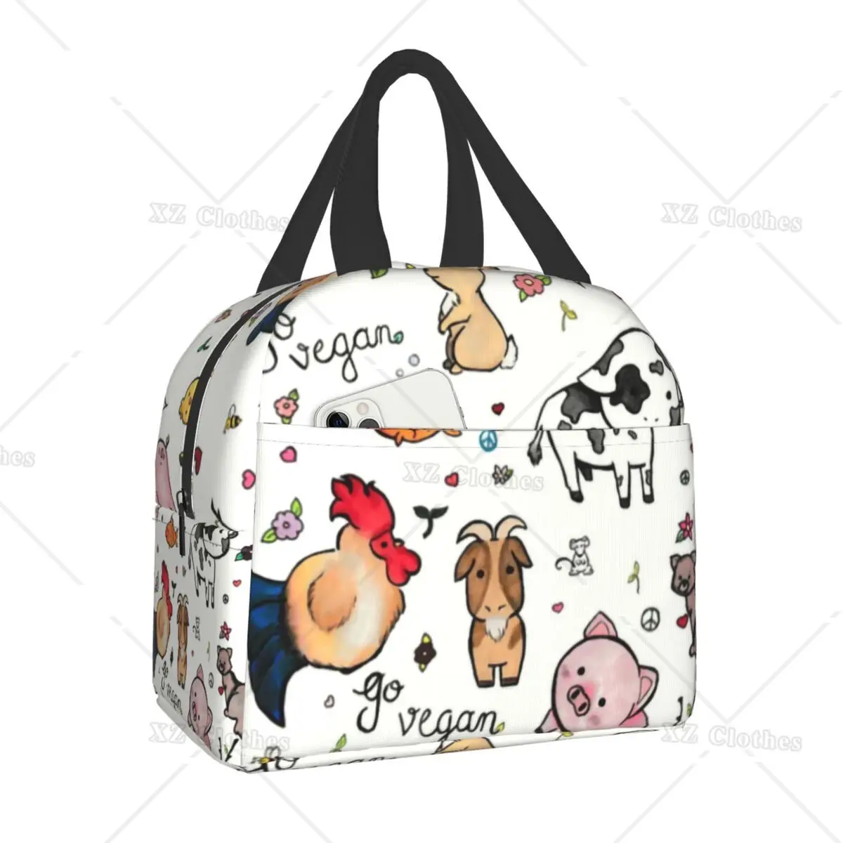 Panda Resuable Lunch Boxes for Men Women Leak-proof Red Panda Scroll Thermal Cooler Insulated Lunch Bag for Office Work