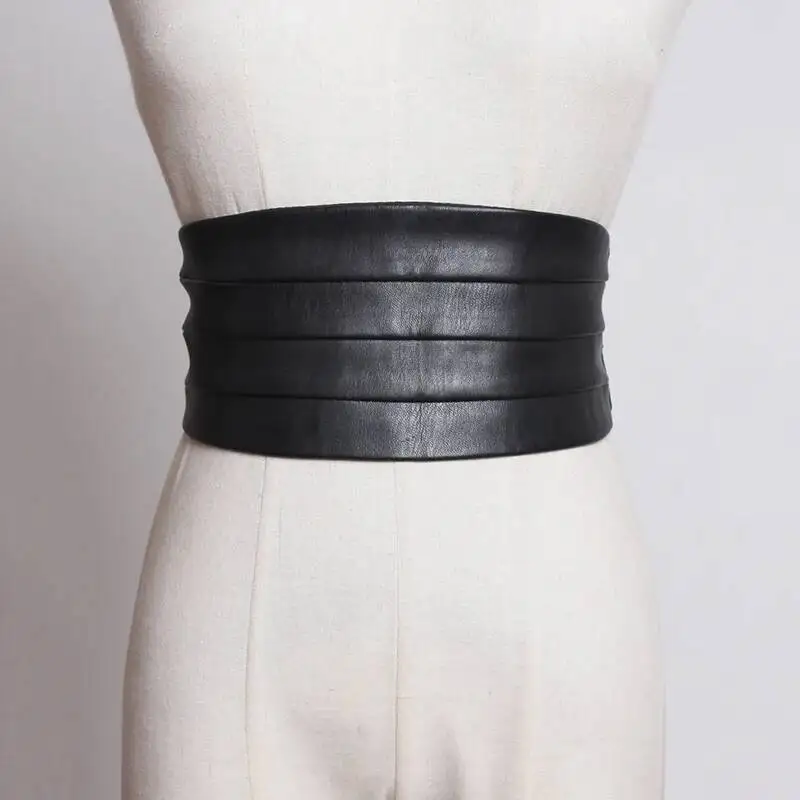 Black Red Pu Multicolor Leather Elastic Wide Belt Personality Women New Fashion All-match Spring 2026 1JIQY