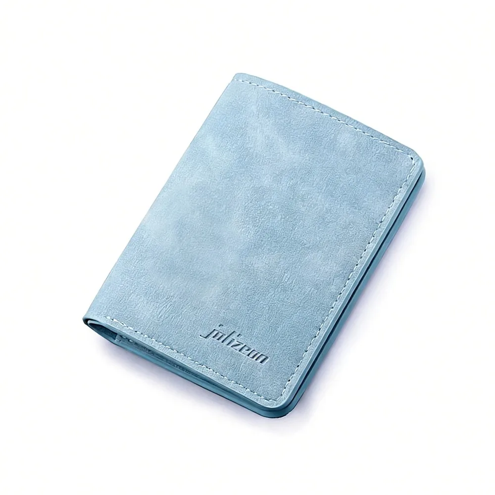 Men Women Slim Wallet Card Holder Bifold Credit Pouch Thin Leather Coin Purse Folding Driver License Case Unisex for Travel