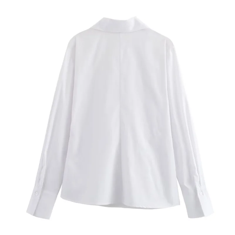 KEYANKETIAN 2024 New Launch Women's Front Knot White Shirt Office Lady Turn Down Collar Long Sleeve Casual Blouse Chic Thin Top